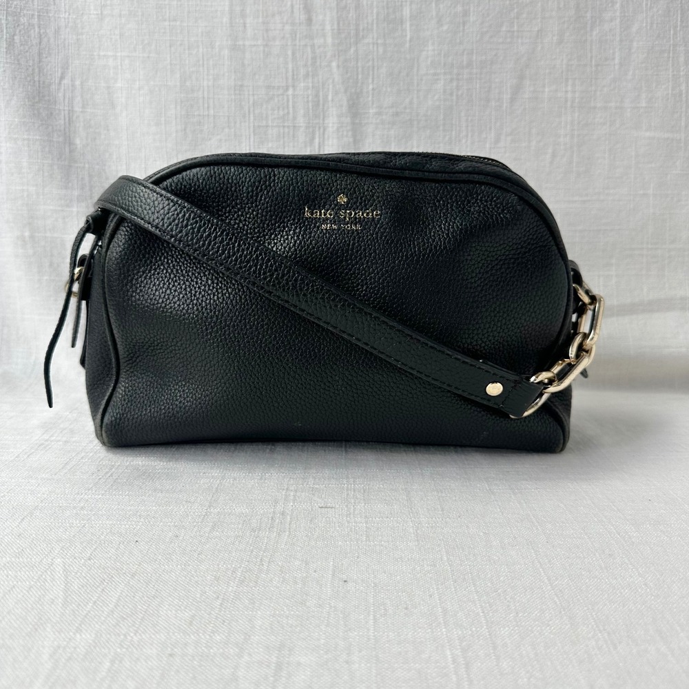Kate Spade Mulberry Street Darian Black Leather Double Zip Crossbody Bag